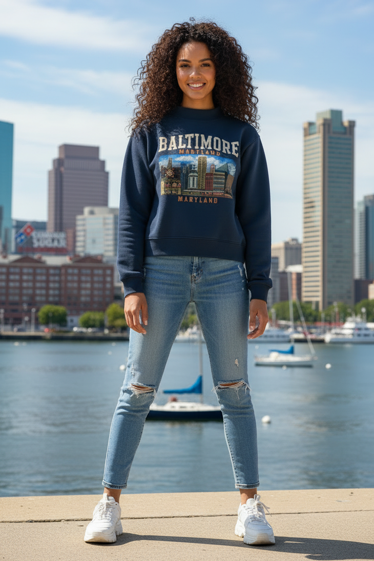 Baltimore - Essential Fleece Mock-Neck Crew Sweatshirt