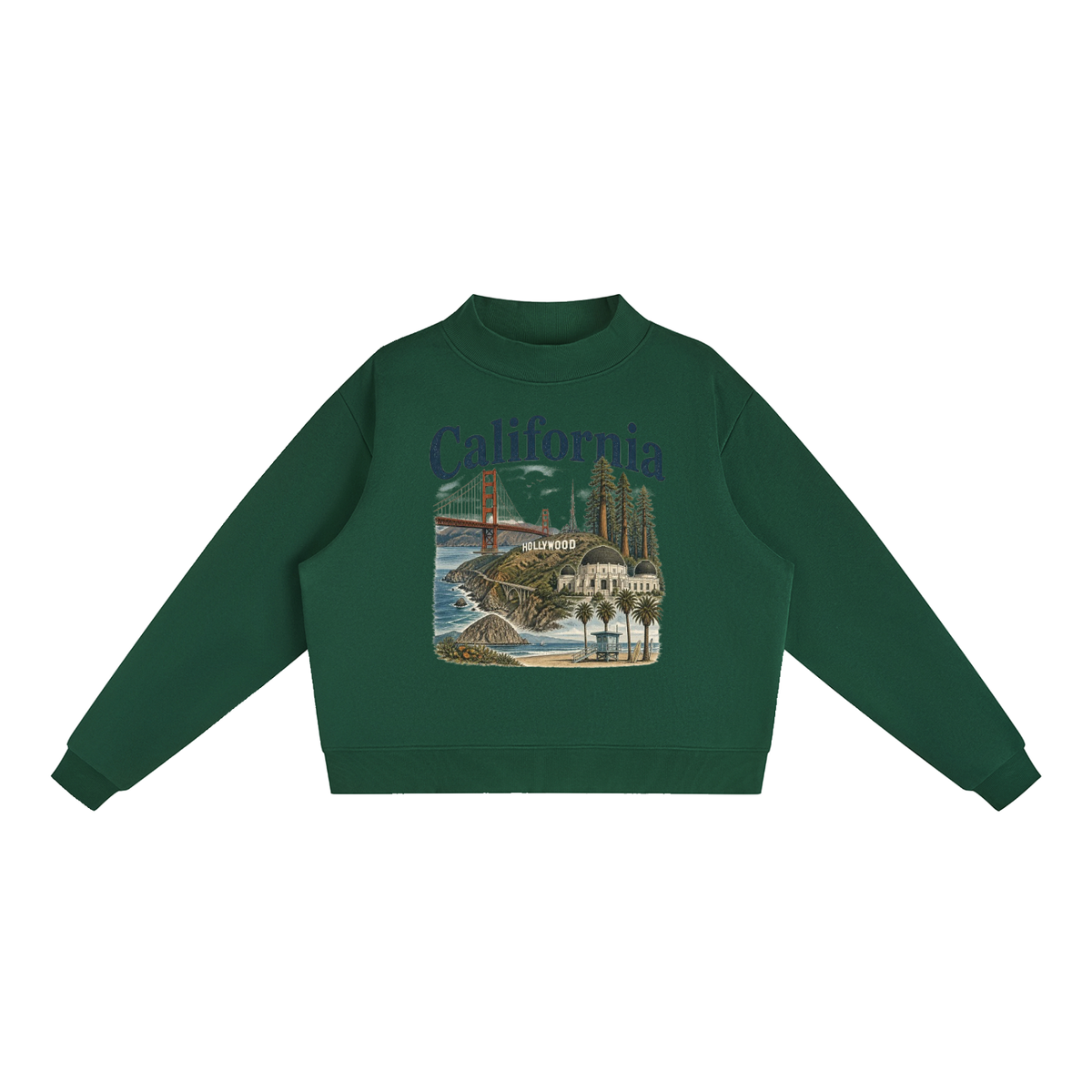 California - Essential Fleece Mock-Neck Crew Sweatshirt