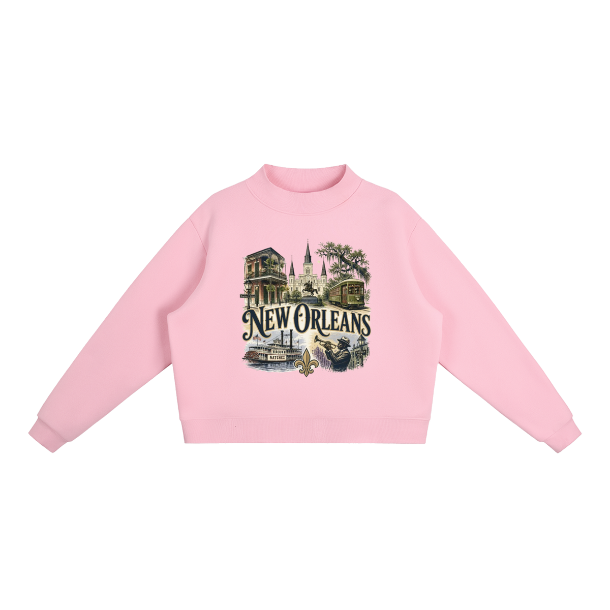 New Orleans - Woman's Essential Fleece Mock-Neck Crew Sweatshirt