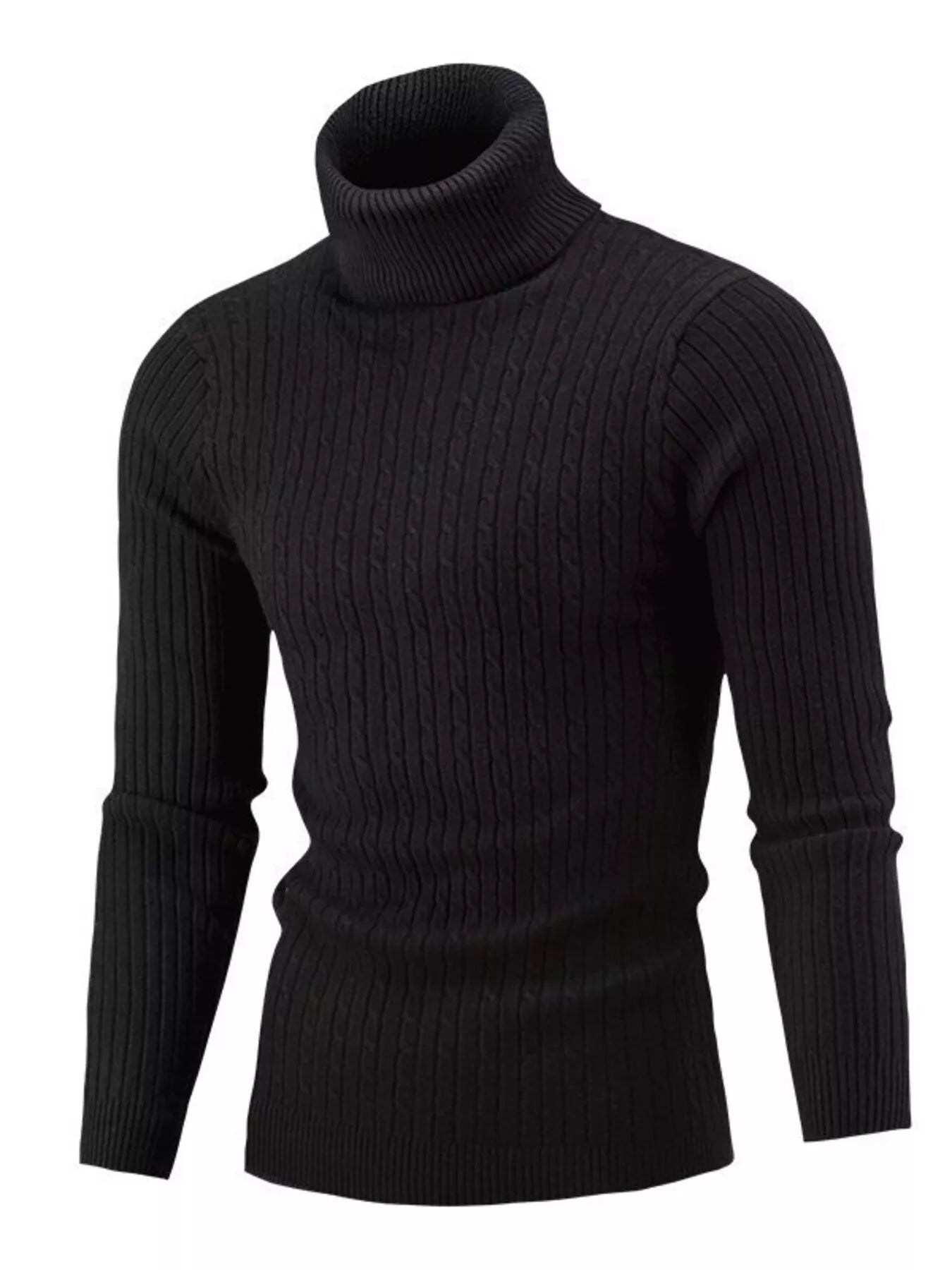 Men's Full Size Classic Cable Knit Turtleneck Sweater Plus Size