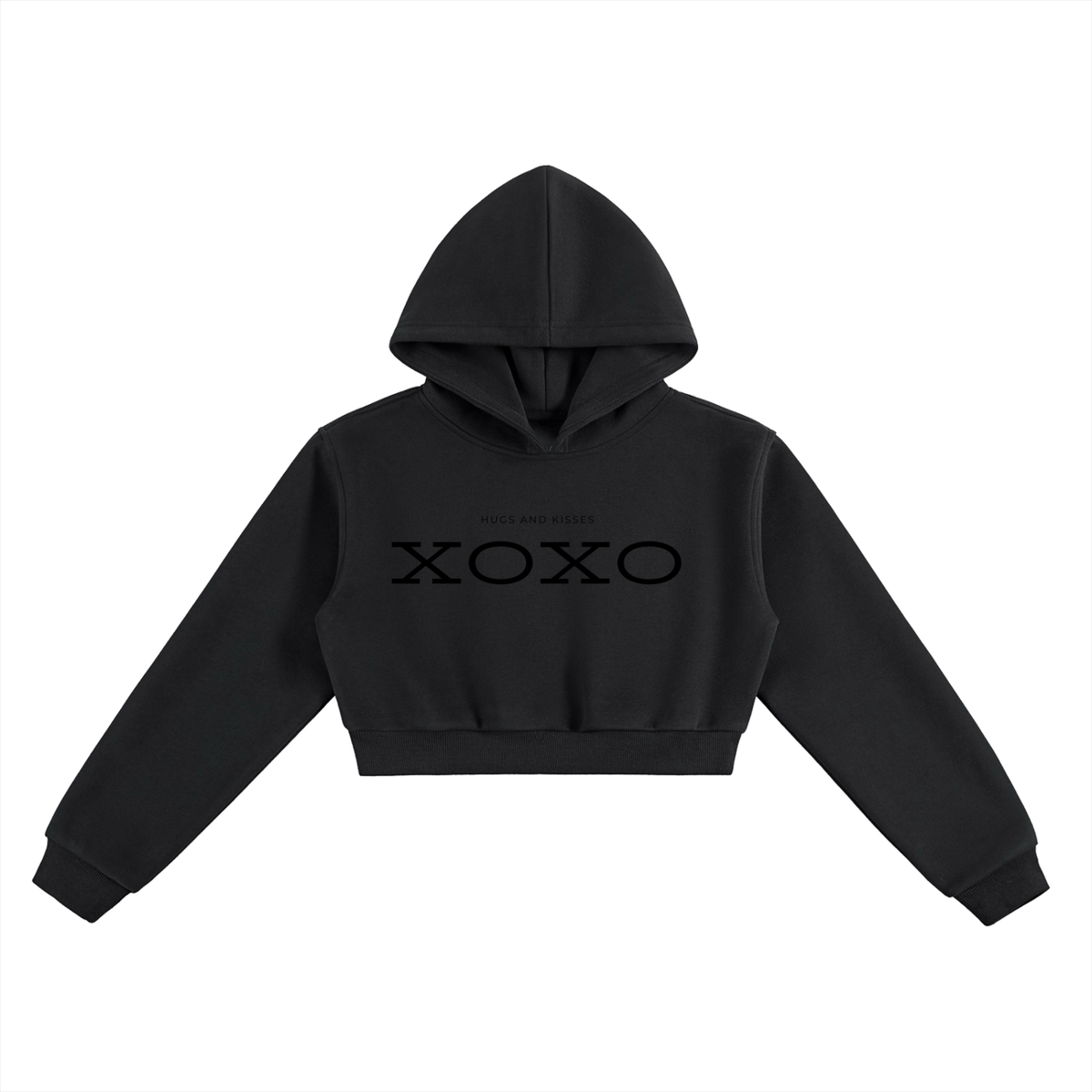 “XOXO” Essential Cropped Hoodie – Women’s 350 GSM Love Graphic