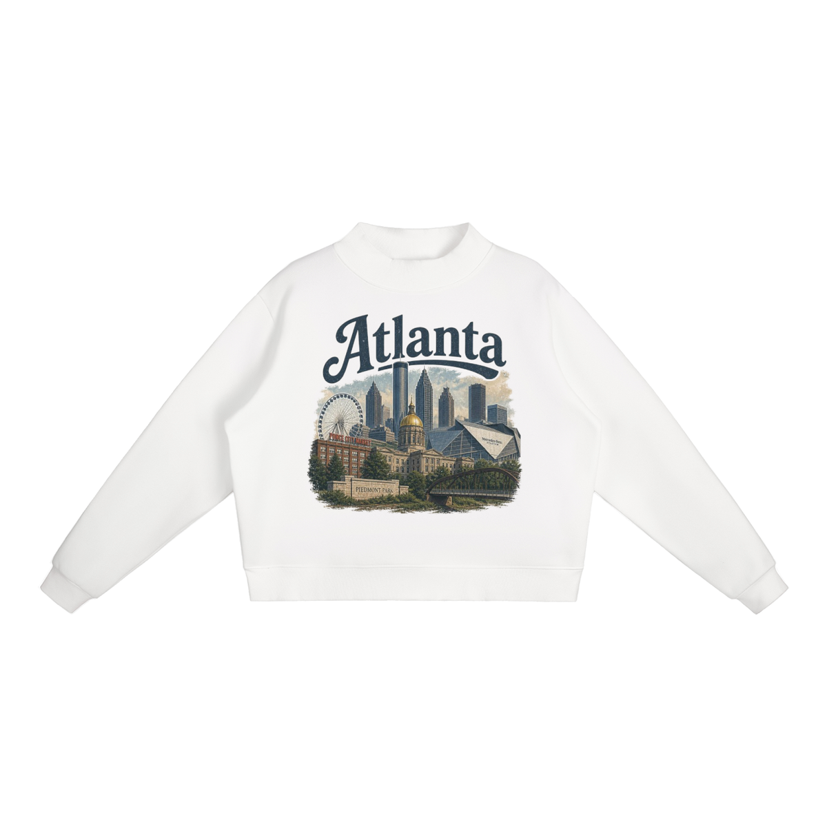 Atlanta - Woman's Essential Fleece Mock-Neck Crew Sweatshirt
