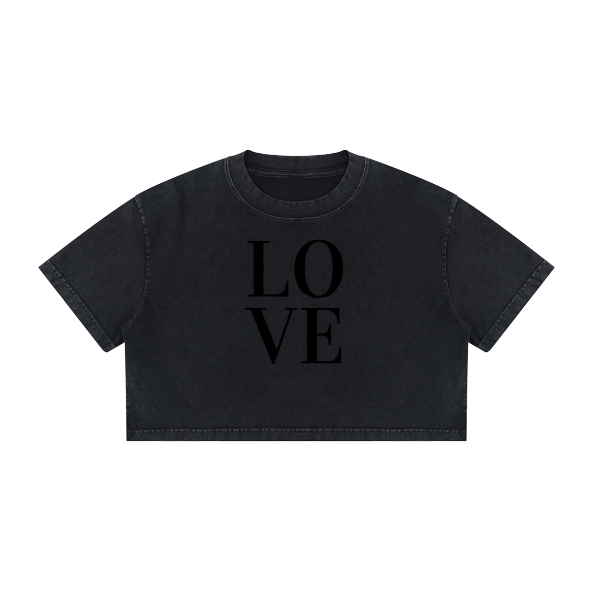 Women's Mineral Wash Cotton Crop T-Shirt: Love