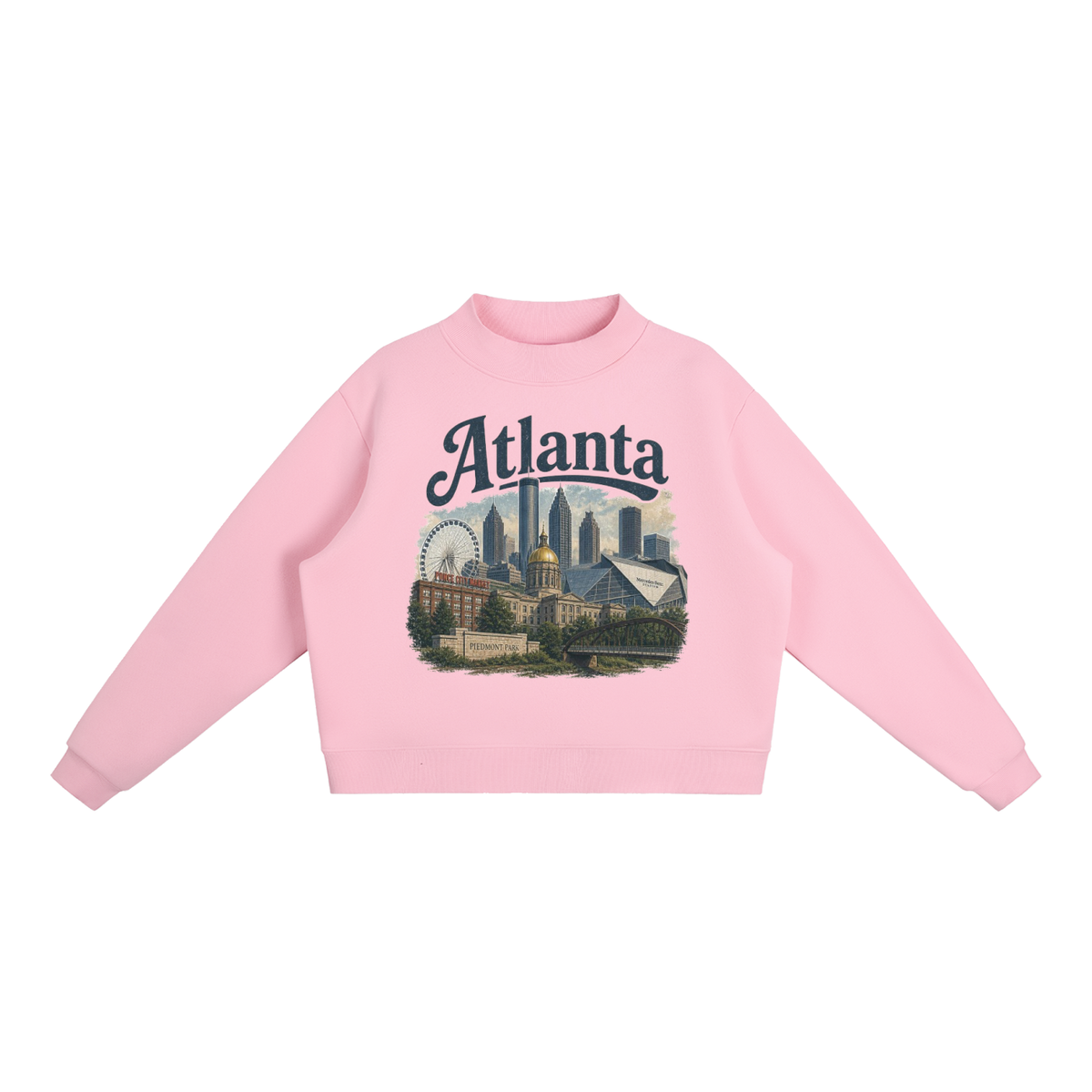 Atlanta - Woman's Essential Fleece Mock-Neck Crew Sweatshirt