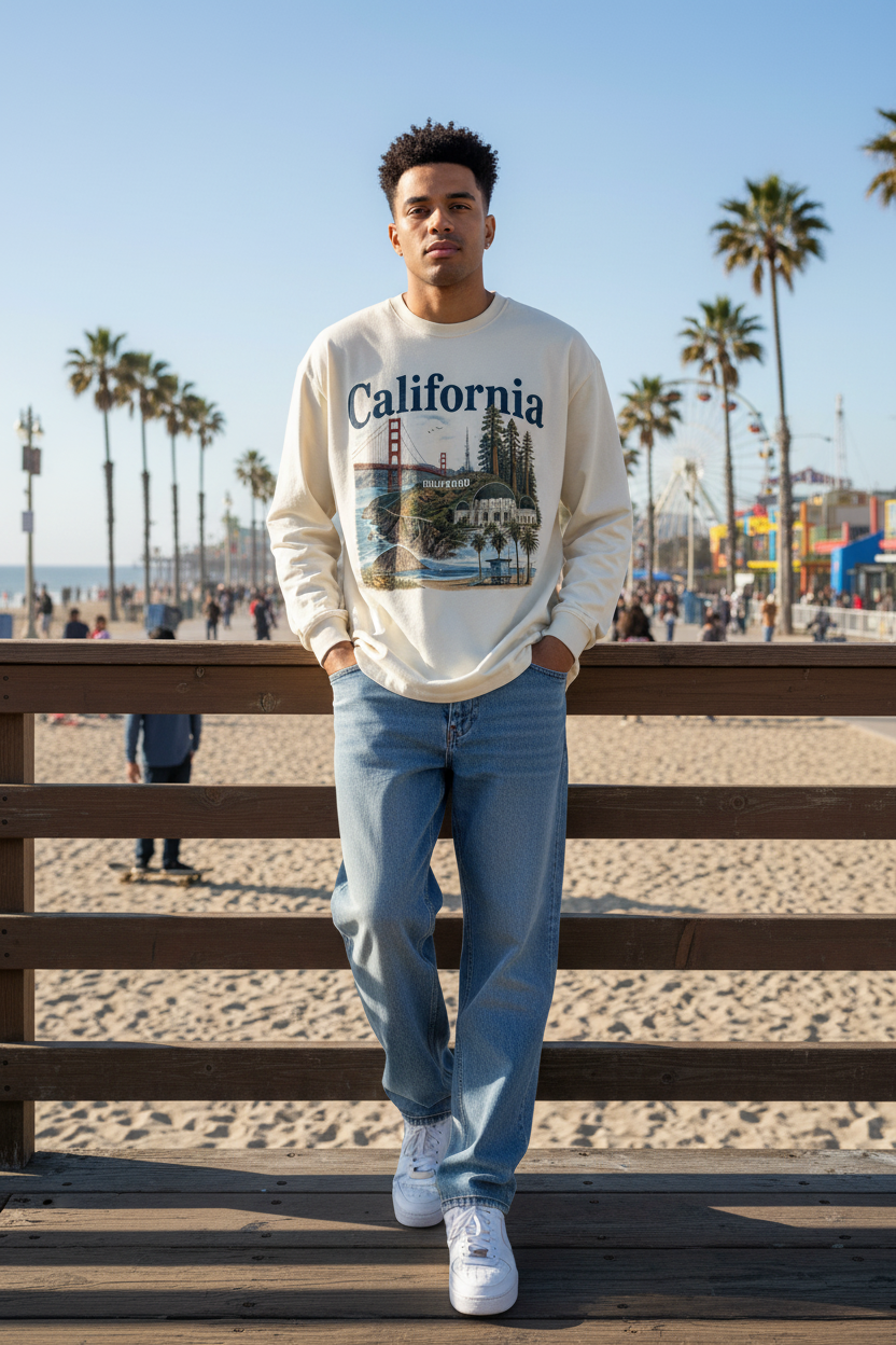 California - Men's Oversized Long Sleeve T-Shirt