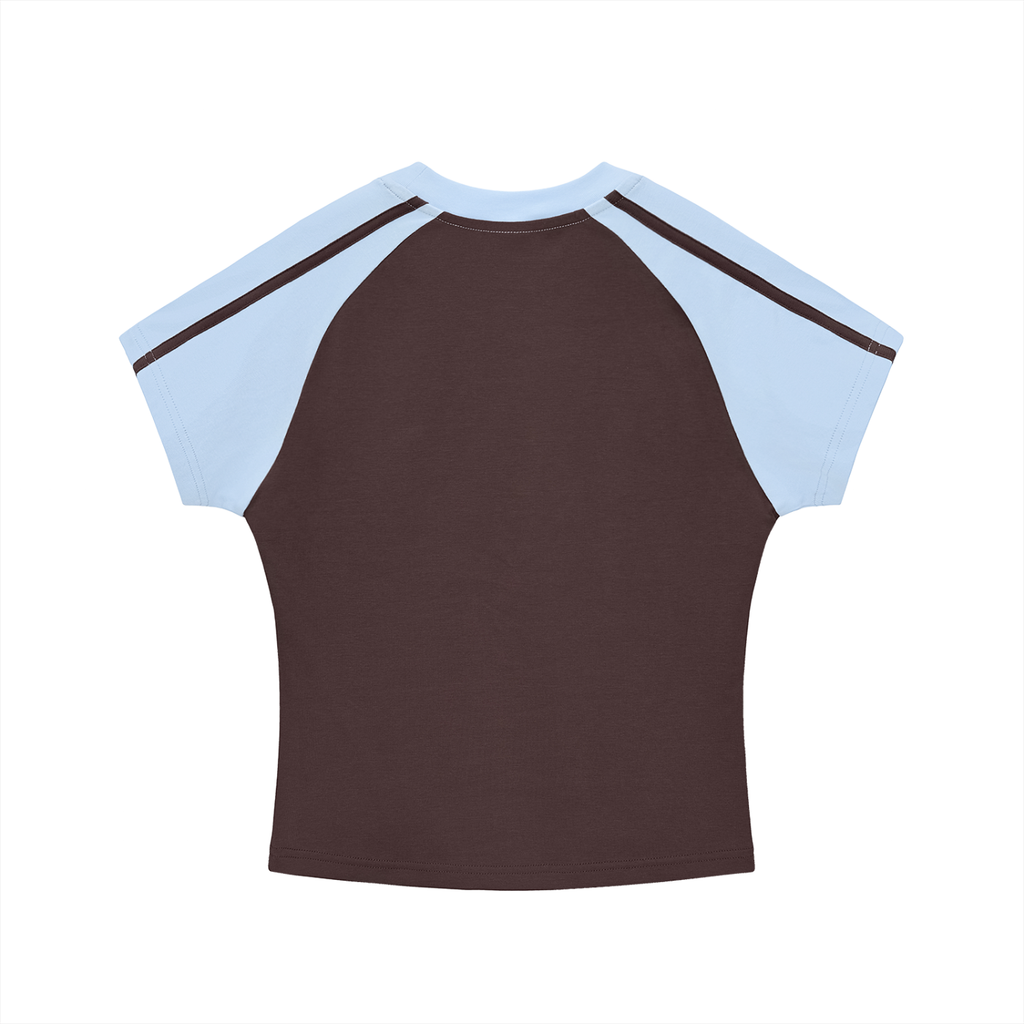 Women's Contrast Stripes Bodycon Raglan  Sleeve T-Shirt