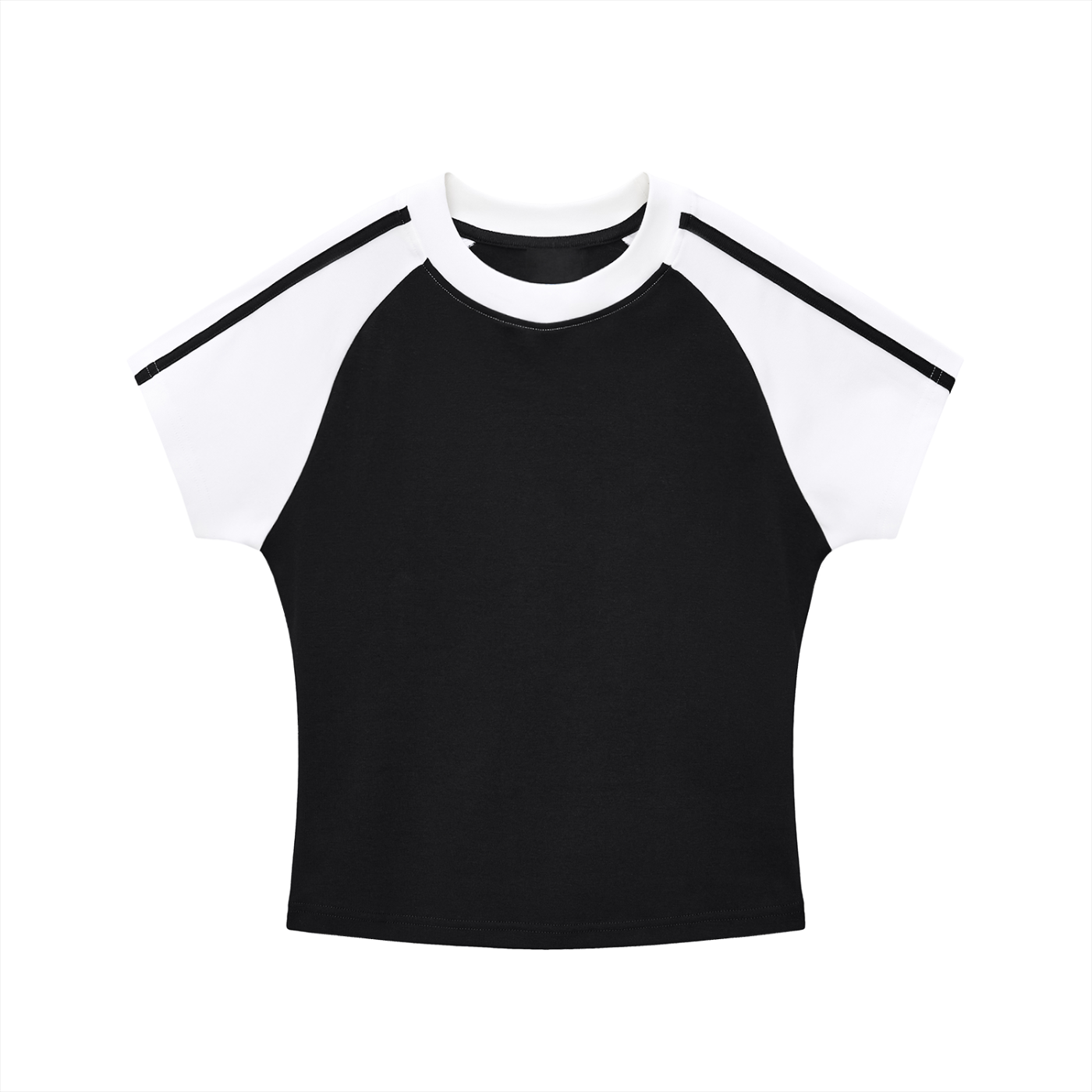 Women's Contrast Stripes Bodycon Raglan  Sleeve T-Shirt