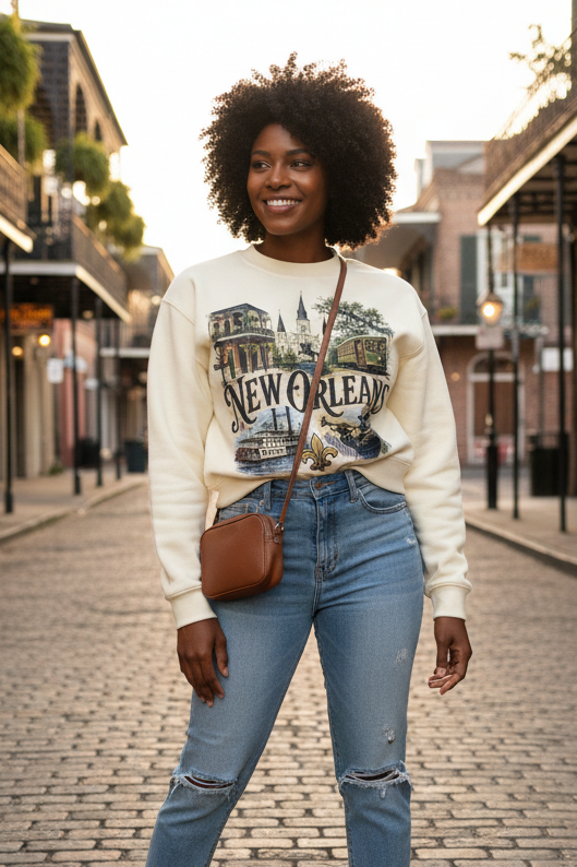 New Orleans - Woman's Essential Fleece Mock-Neck Crew Sweatshirt