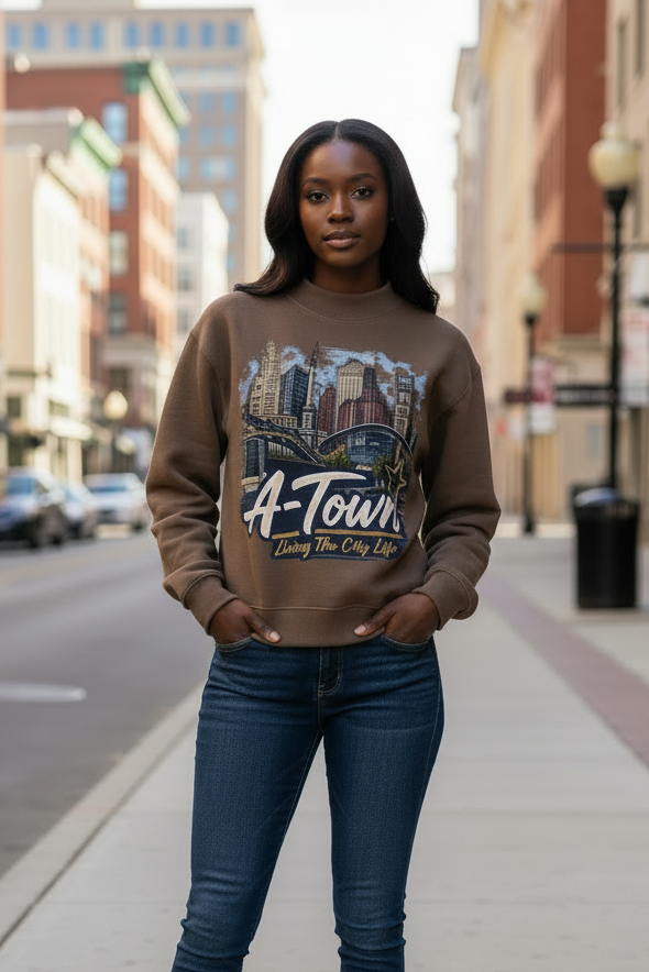 A-Town/Allentown: Living The City Life - Women's Essential Fleece Mock-Neck Crew Sweatshirt
