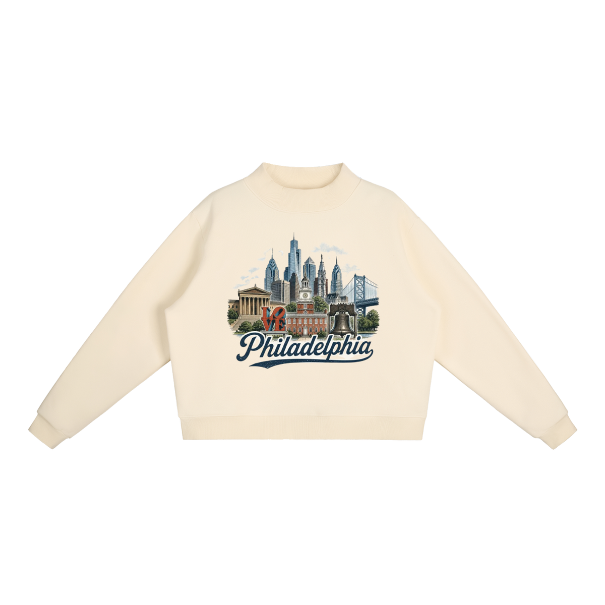 Philadelphia - Women's Essential Fleece Mock-Neck Crew Sweatshirt