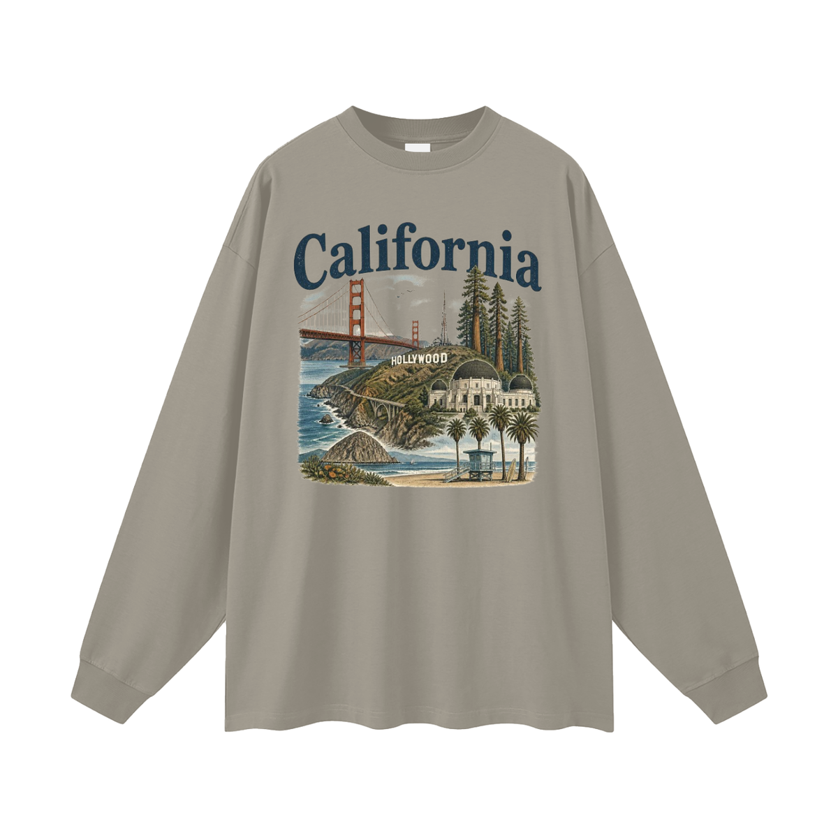 California - Men's Oversized Long Sleeve T-Shirt