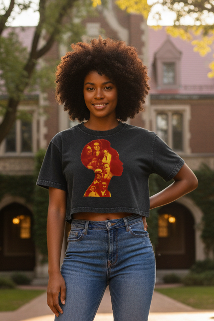 Women's Mineral Wash Cotton Crop T-Shirt: Black History