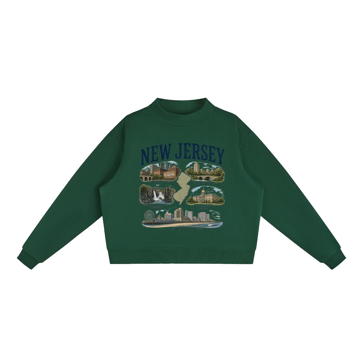 New Jersey - Essential Fleece Mock-Neck Crew Sweatshirt
