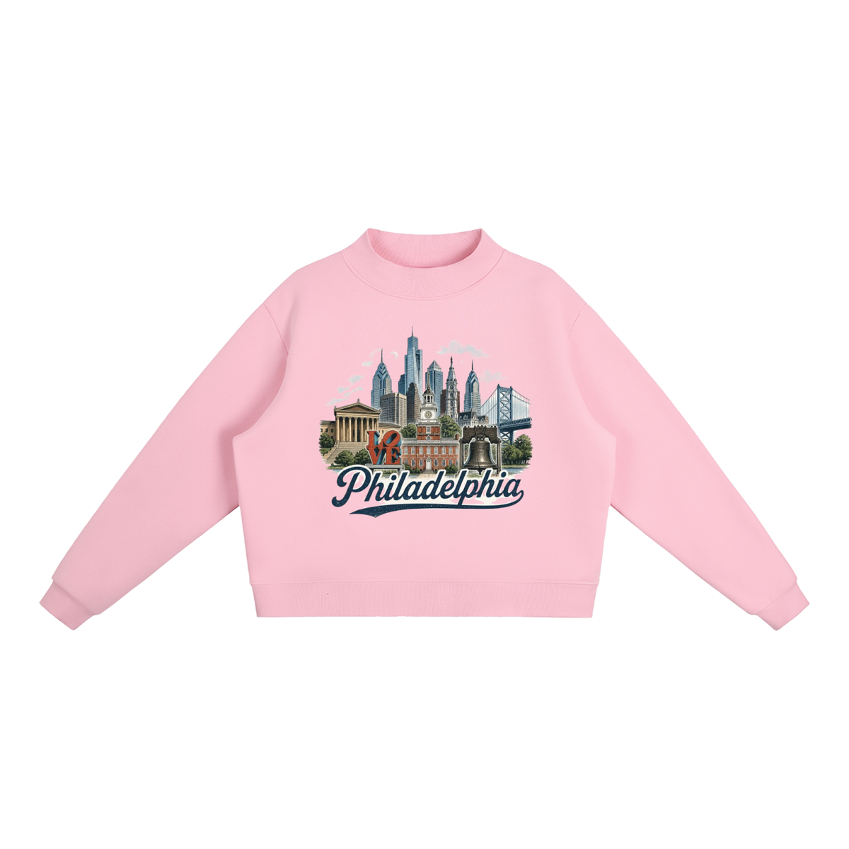 Philadelphia - Women's Essential Fleece Mock-Neck Crew Sweatshirt