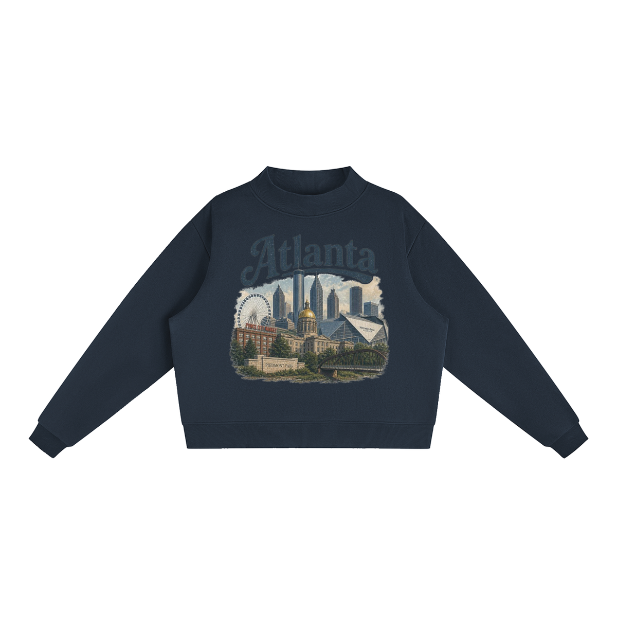 Atlanta - Woman's Essential Fleece Mock-Neck Crew Sweatshirt