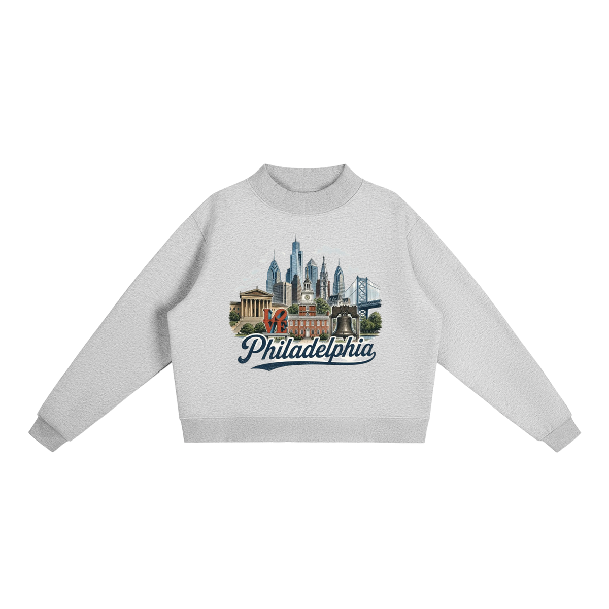Philadelphia - Women's Essential Fleece Mock-Neck Crew Sweatshirt