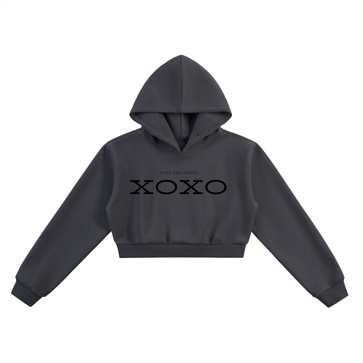 “XOXO” Essential Cropped Hoodie – Women’s 350 GSM Love Graphic