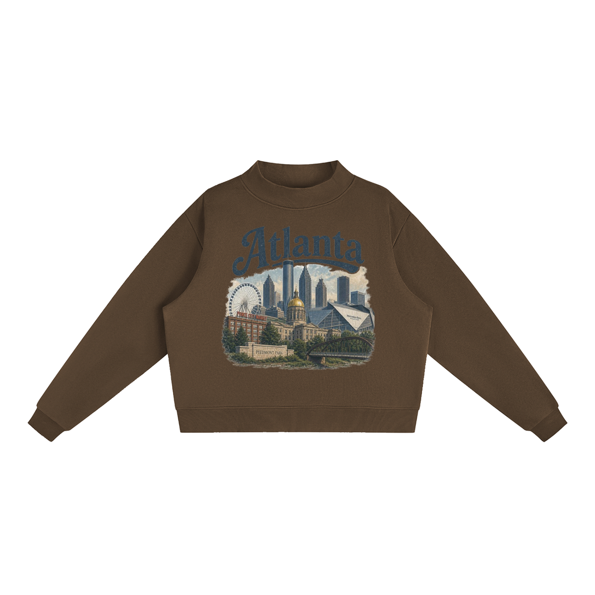Atlanta - Woman's Essential Fleece Mock-Neck Crew Sweatshirt