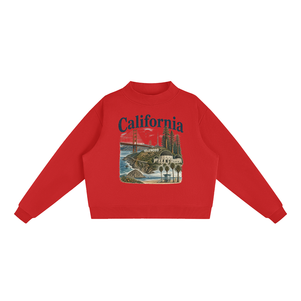 California - Essential Fleece Mock-Neck Crew Sweatshirt