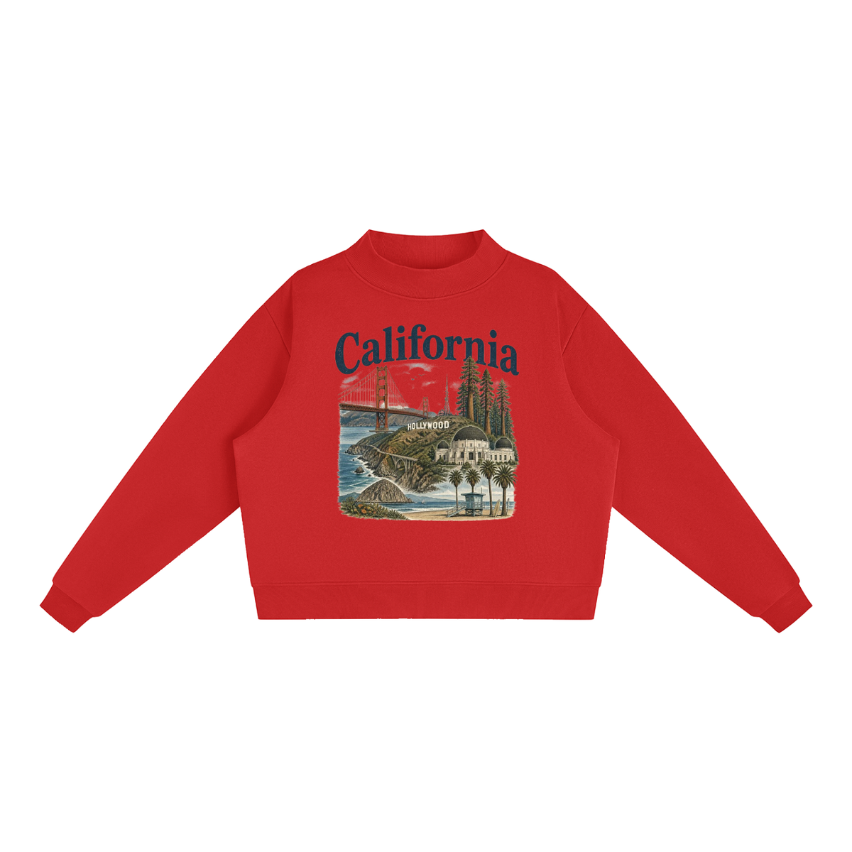 California - Essential Fleece Mock-Neck Crew Sweatshirt