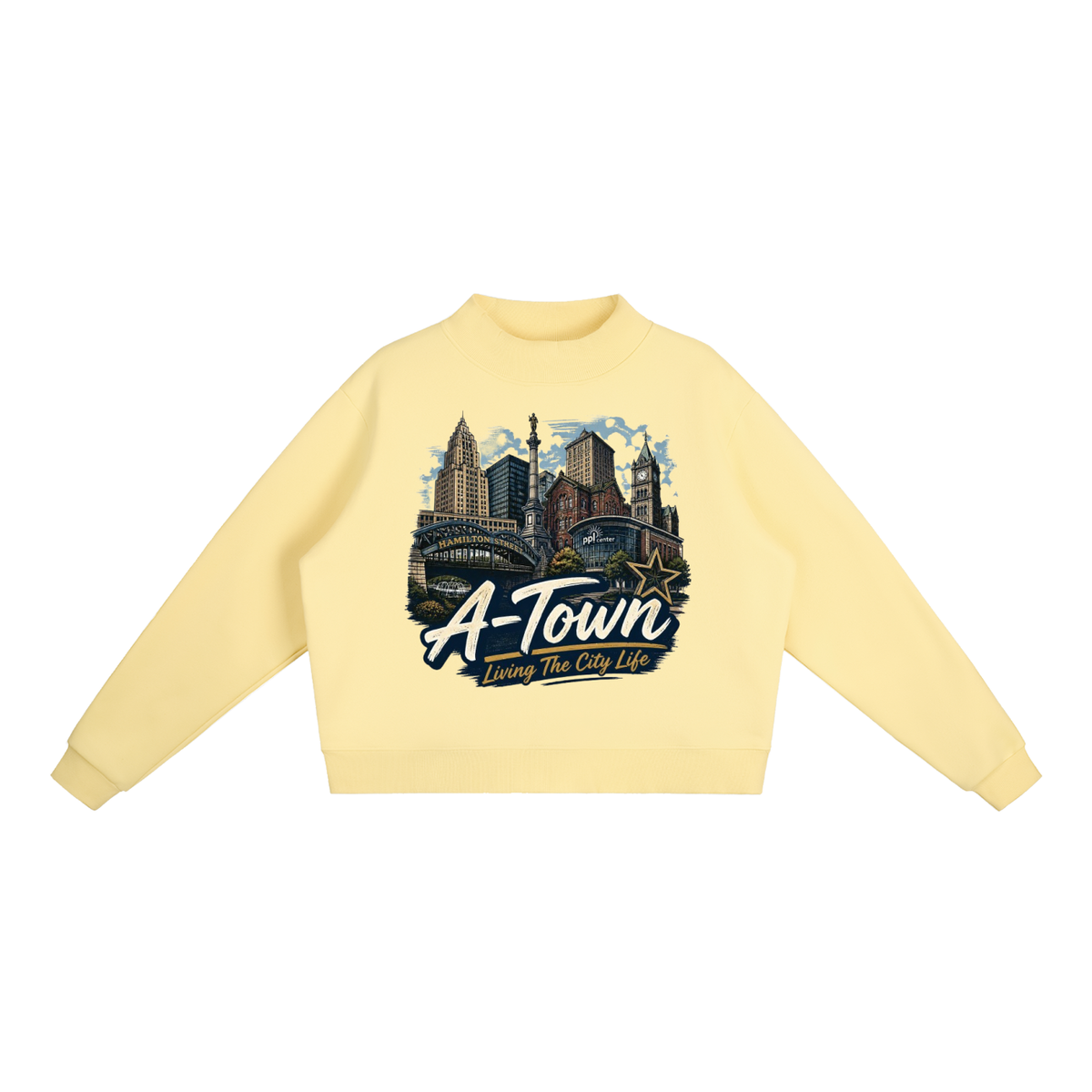 A-Town/Allentown: Living The City Life - Women's Essential Fleece Mock-Neck Crew Sweatshirt