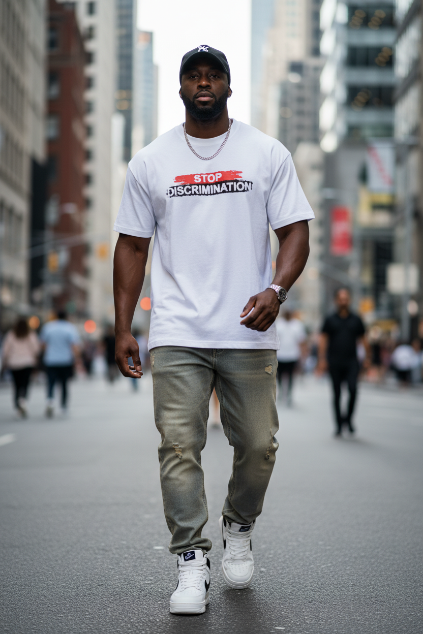 Men's Oversized T-Shirt: Stop Discrimination