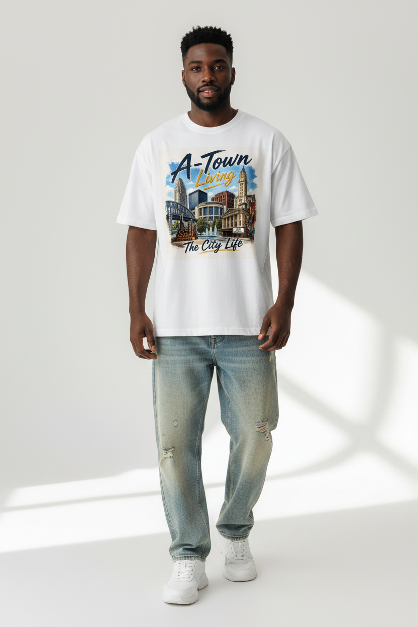 A-Town Allentown PA Men’s Oversized T-Shirt – 100% Cotton Local Pride Tee