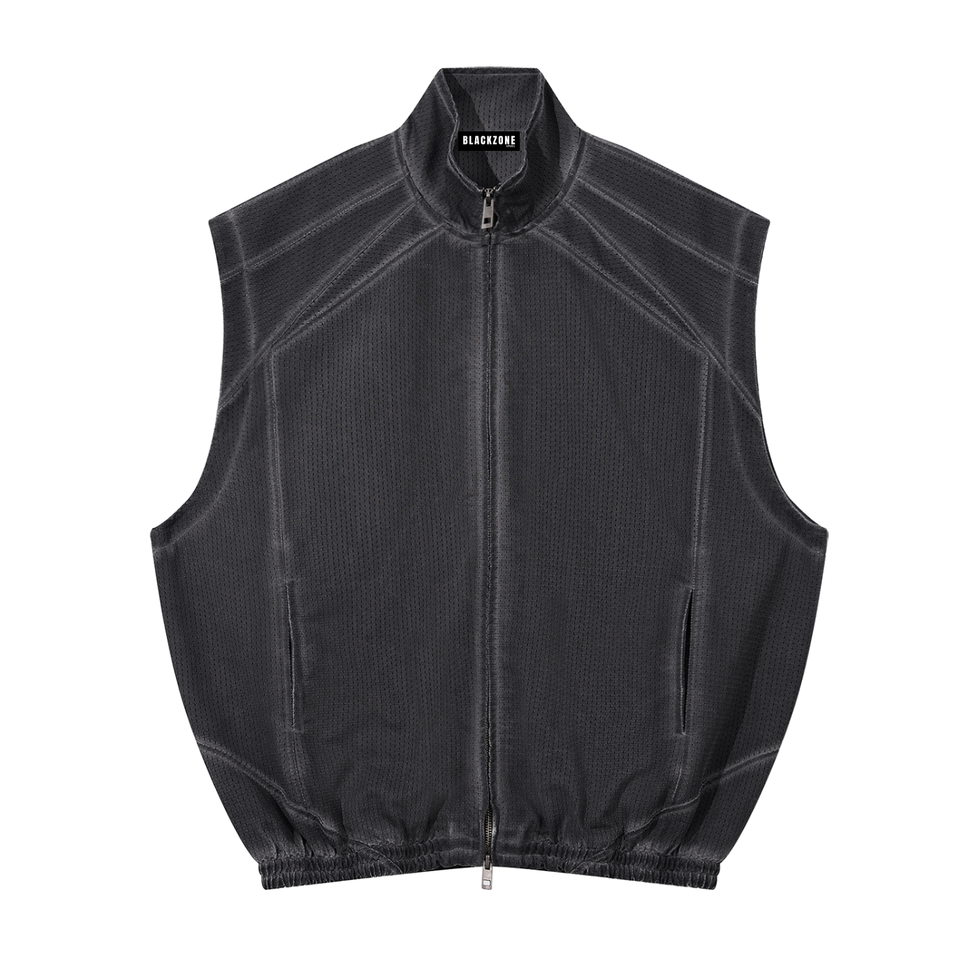 Vintage Wash Mesh Full-Zip Vest