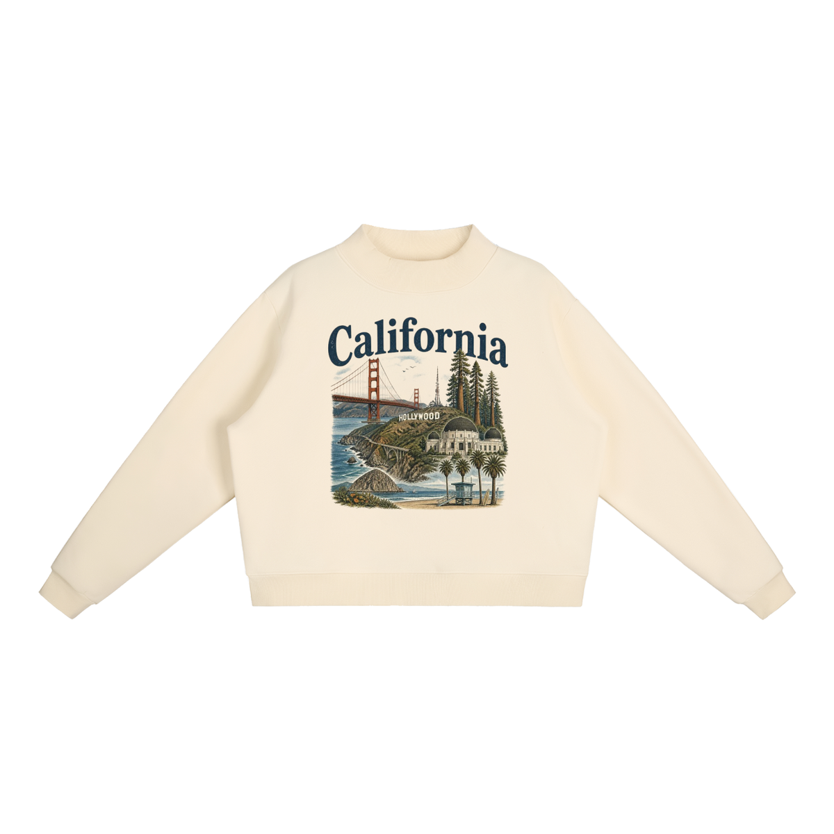 California - Essential Fleece Mock-Neck Crew Sweatshirt