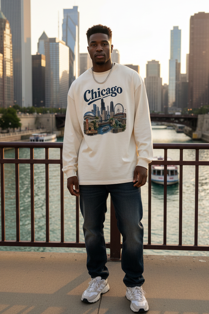 Chicago - Oversized  Long Sleeve T-Shirt