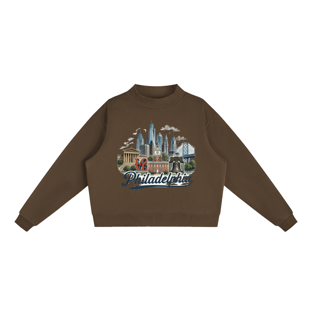 Philadelphia - Women's Essential Fleece Mock-Neck Crew Sweatshirt
