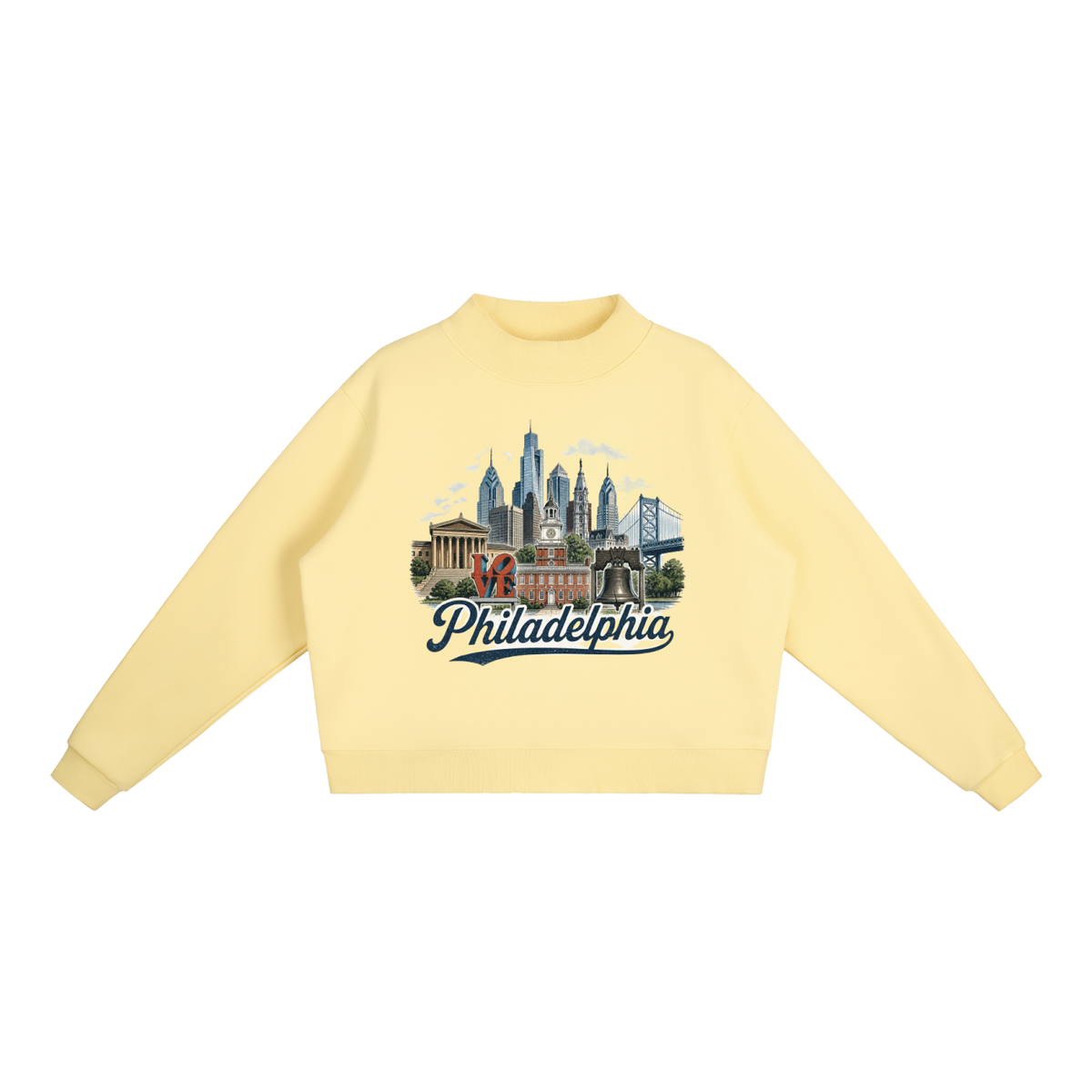 Philadelphia - Women's Essential Fleece Mock-Neck Crew Sweatshirt