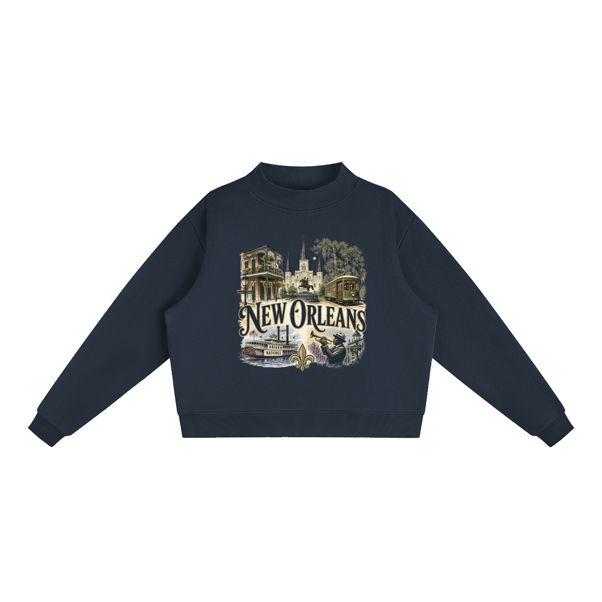 New Orleans - Woman's Essential Fleece Mock-Neck Crew Sweatshirt