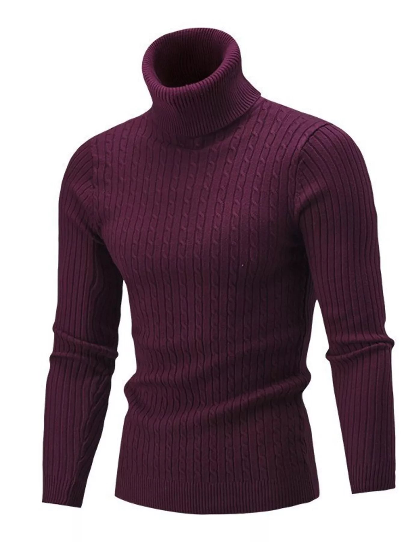 Men's Full Size Classic Cable Knit Turtleneck Sweater Plus Size