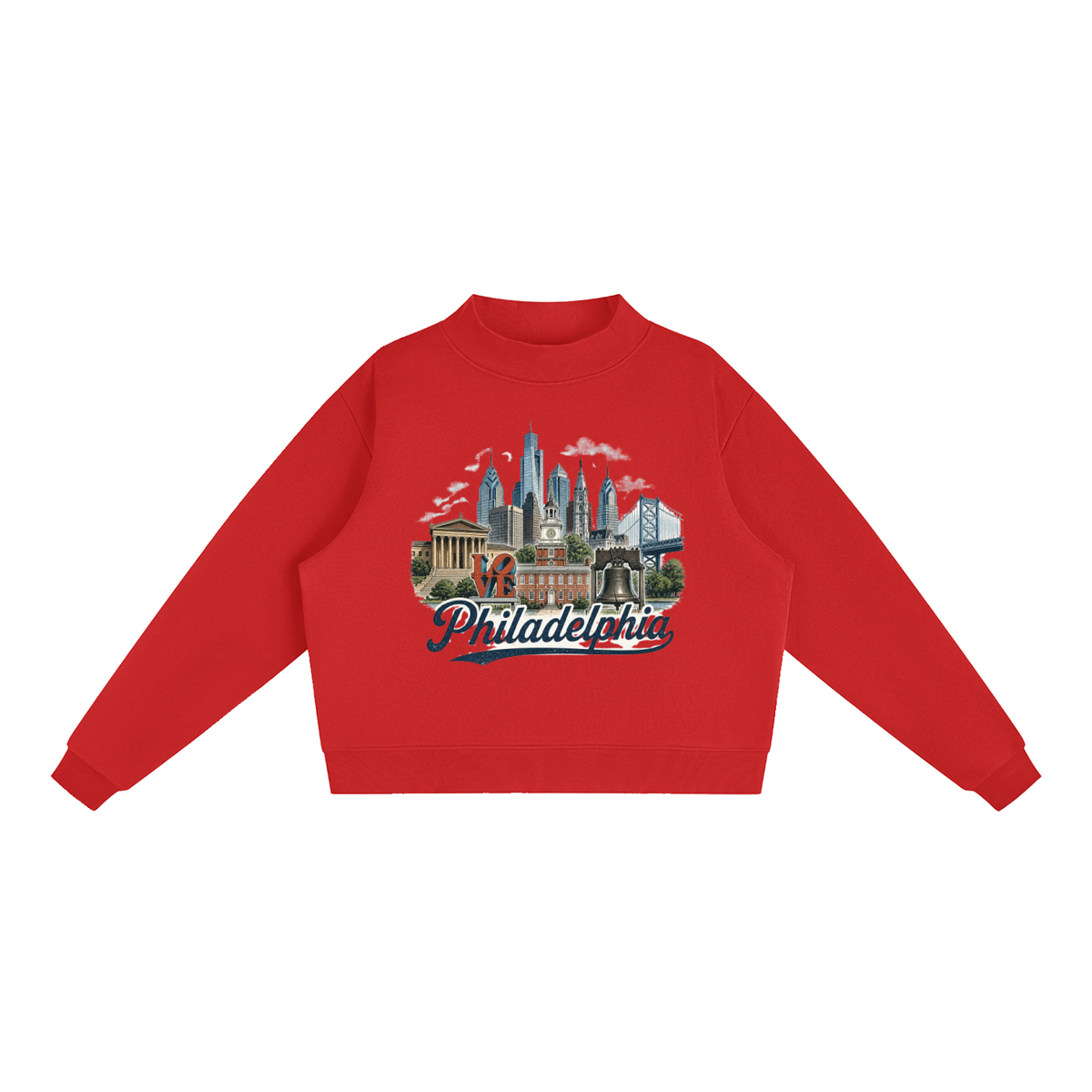 Philadelphia - Women's Essential Fleece Mock-Neck Crew Sweatshirt