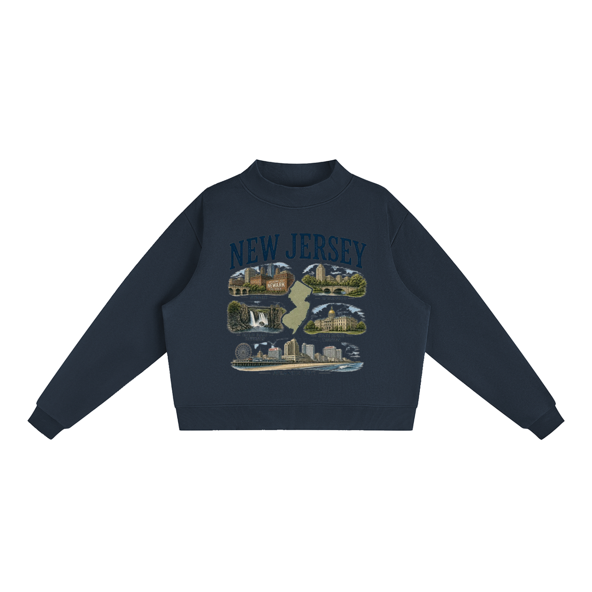New Jersey - Essential Fleece Mock-Neck Crew Sweatshirt