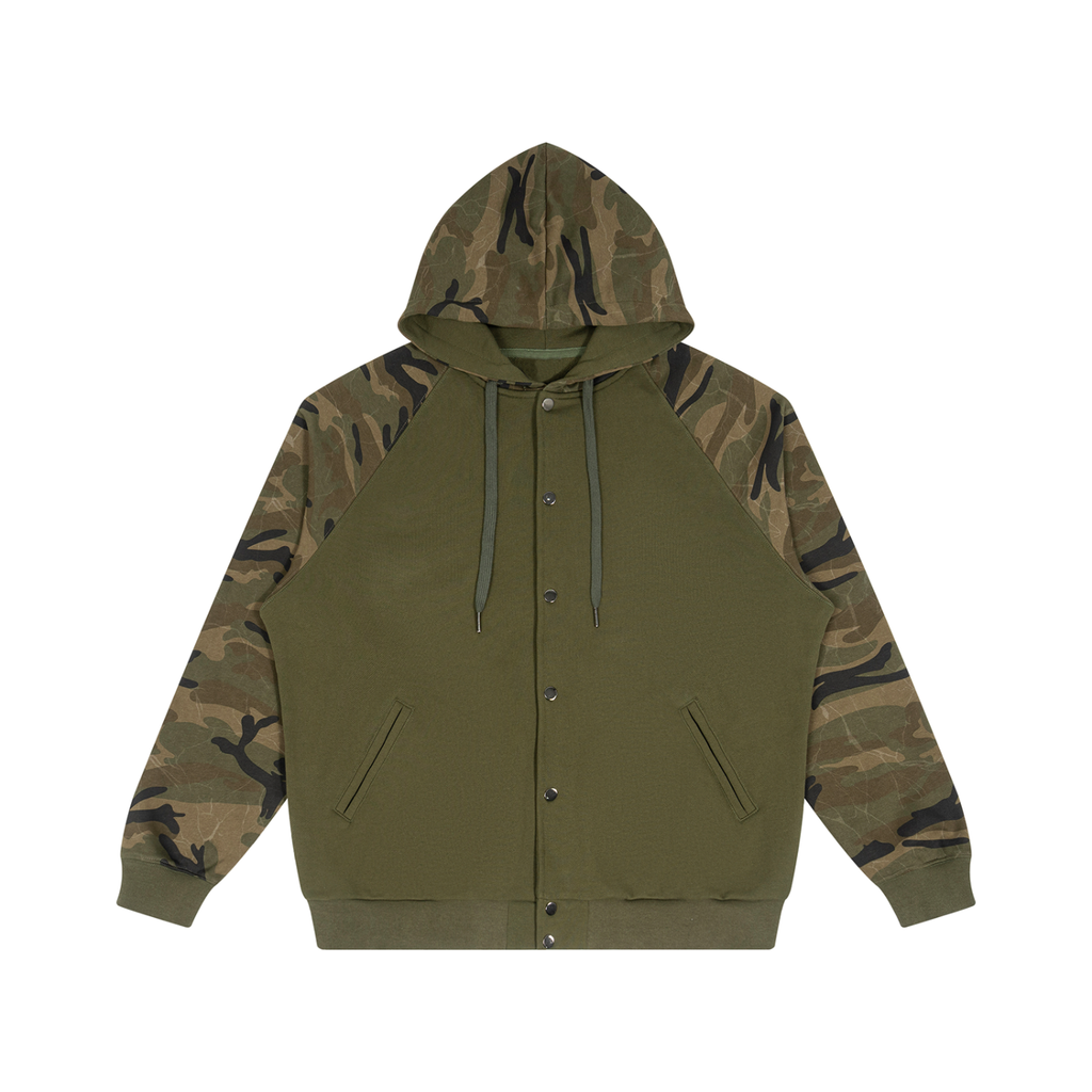 Unisex Camo-Splice Raglan Zip Hoodie