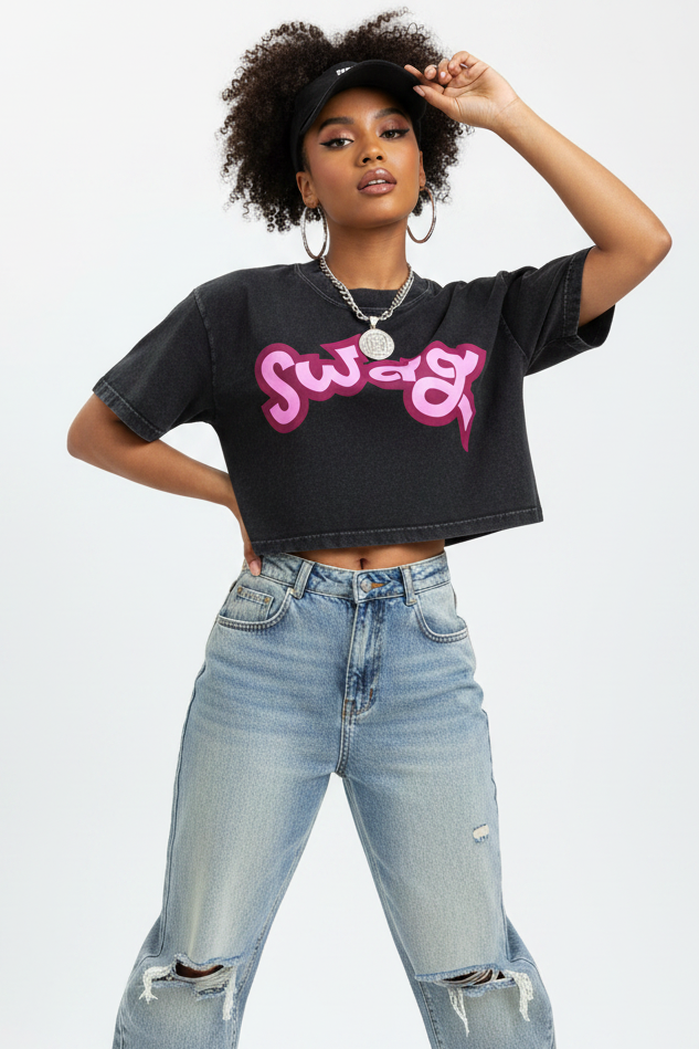 Women's Mineral Wash Cotton Crop T-Shirt