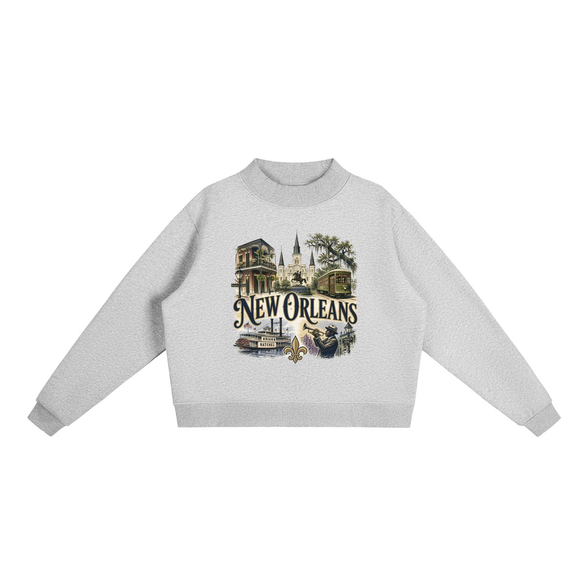 New Orleans - Woman's Essential Fleece Mock-Neck Crew Sweatshirt