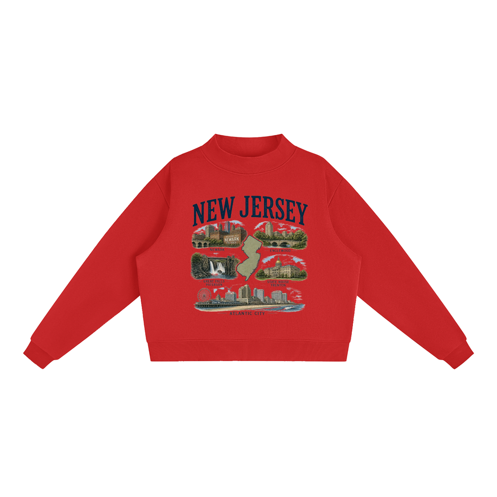 New Jersey - Essential Fleece Mock-Neck Crew Sweatshirt