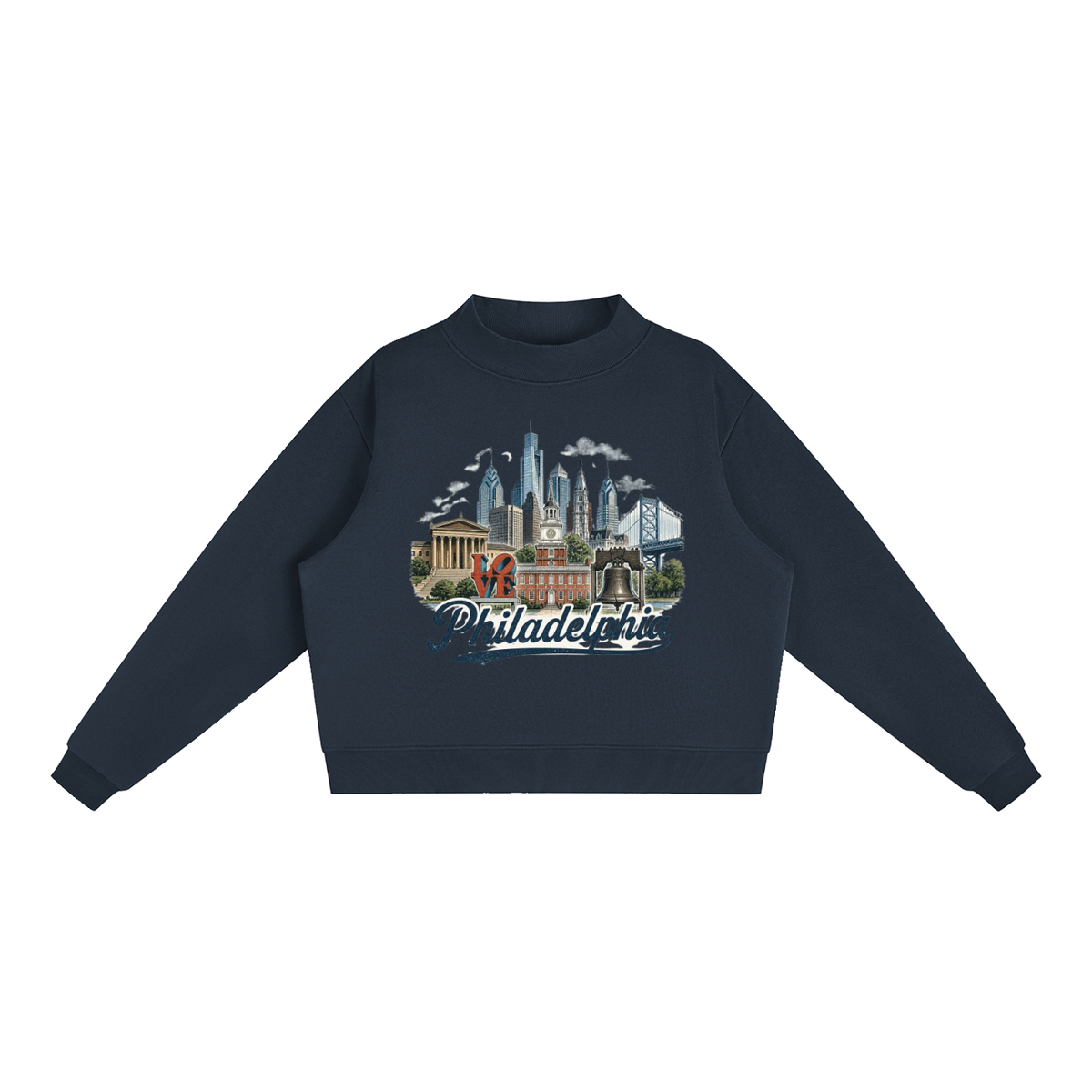 Philadelphia - Women's Essential Fleece Mock-Neck Crew Sweatshirt