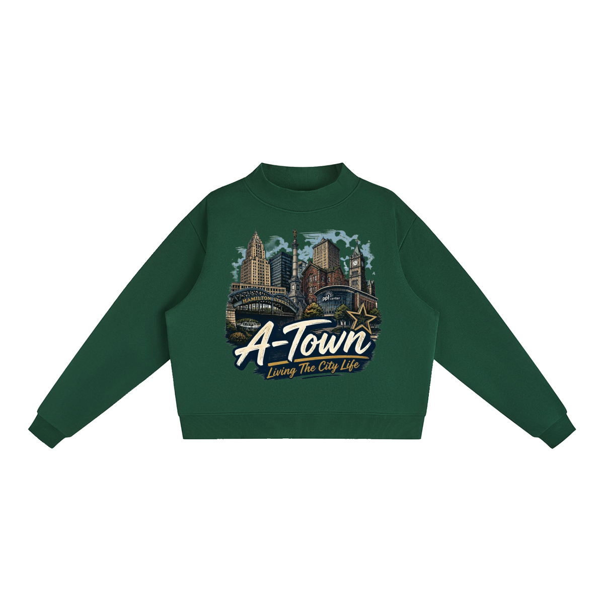 A-Town/Allentown: Living The City Life - Women's Essential Fleece Mock-Neck Crew Sweatshirt