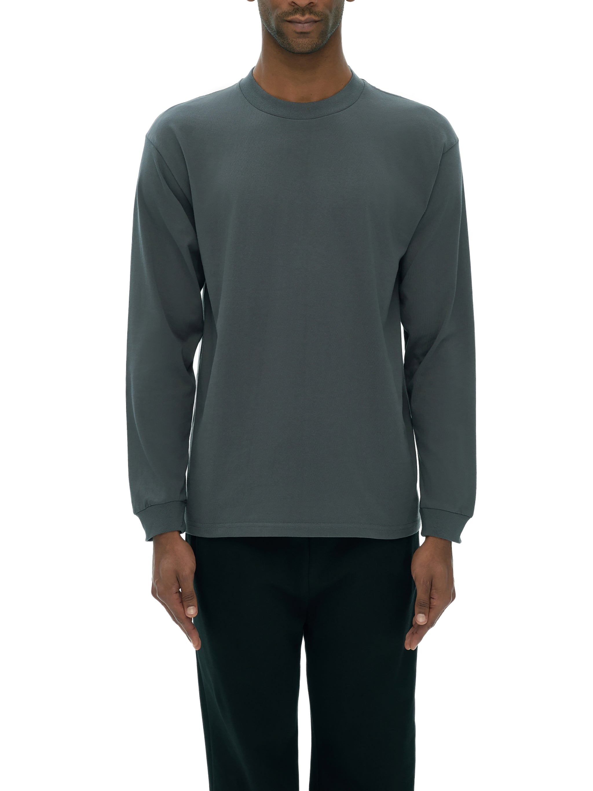 mens Crew Neck Drop Shoulder Long Sleeve Shirt