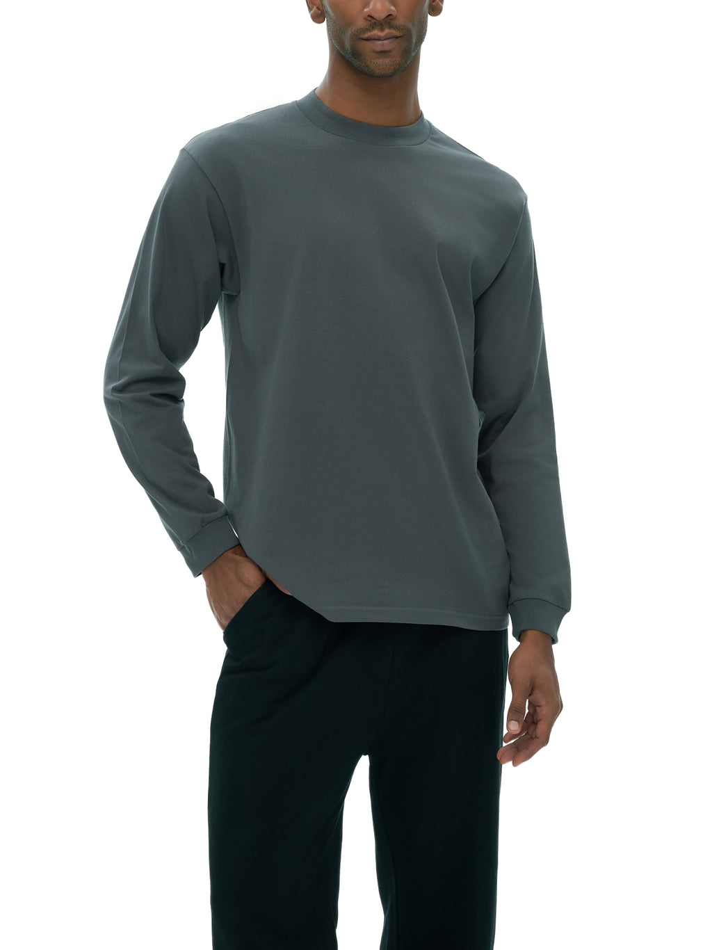 Men's Crew Neck Drop Shoulder Long Sleeve Shirt: Malcolm X Quote
