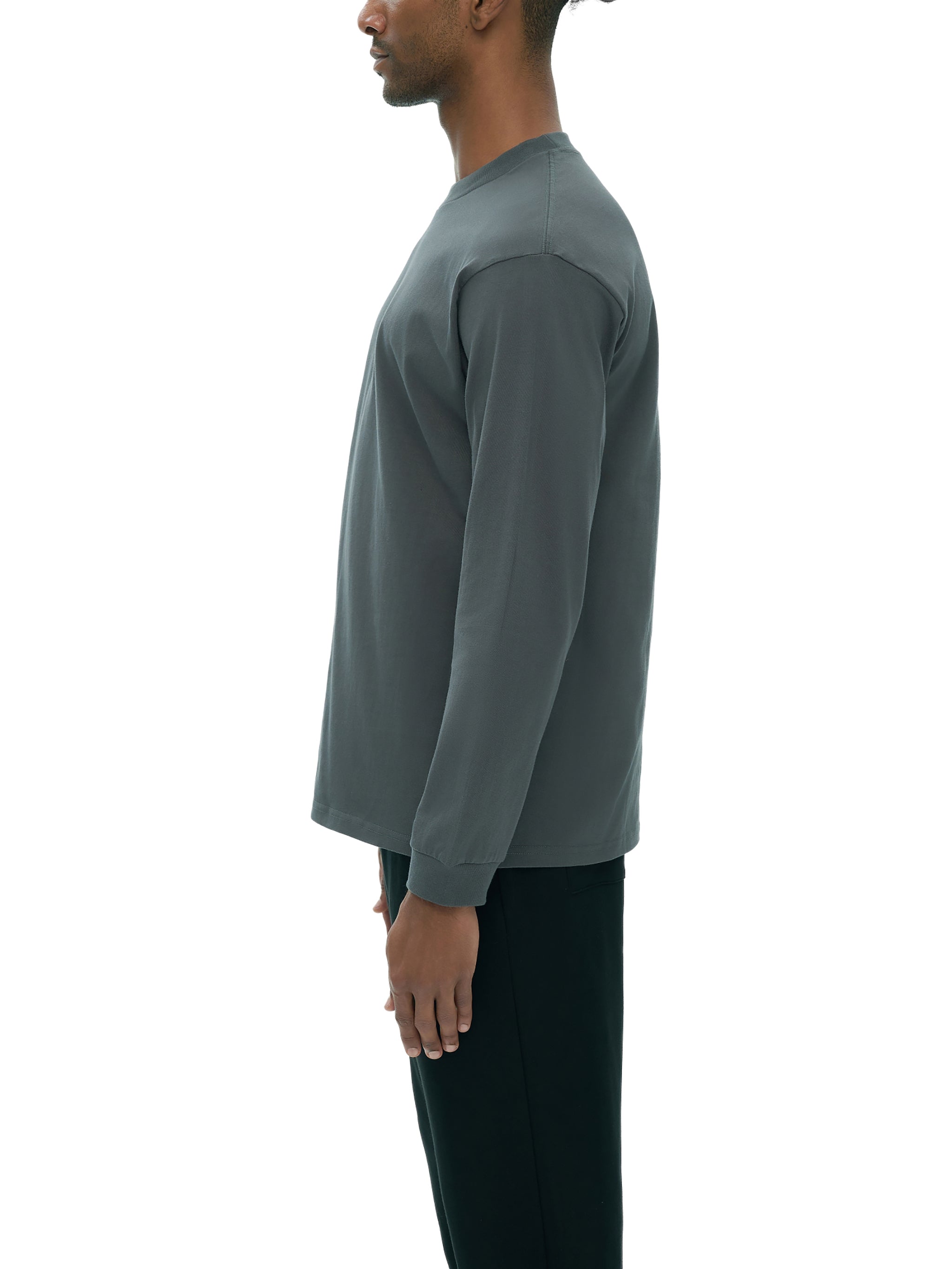mens Crew Neck Drop Shoulder Long Sleeve Shirt