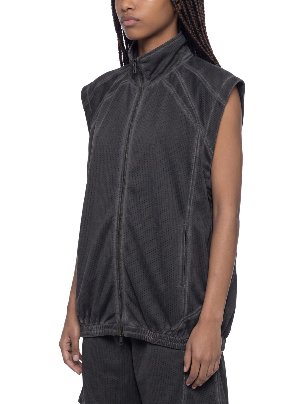 Vintage Wash Mesh Full-Zip Vest