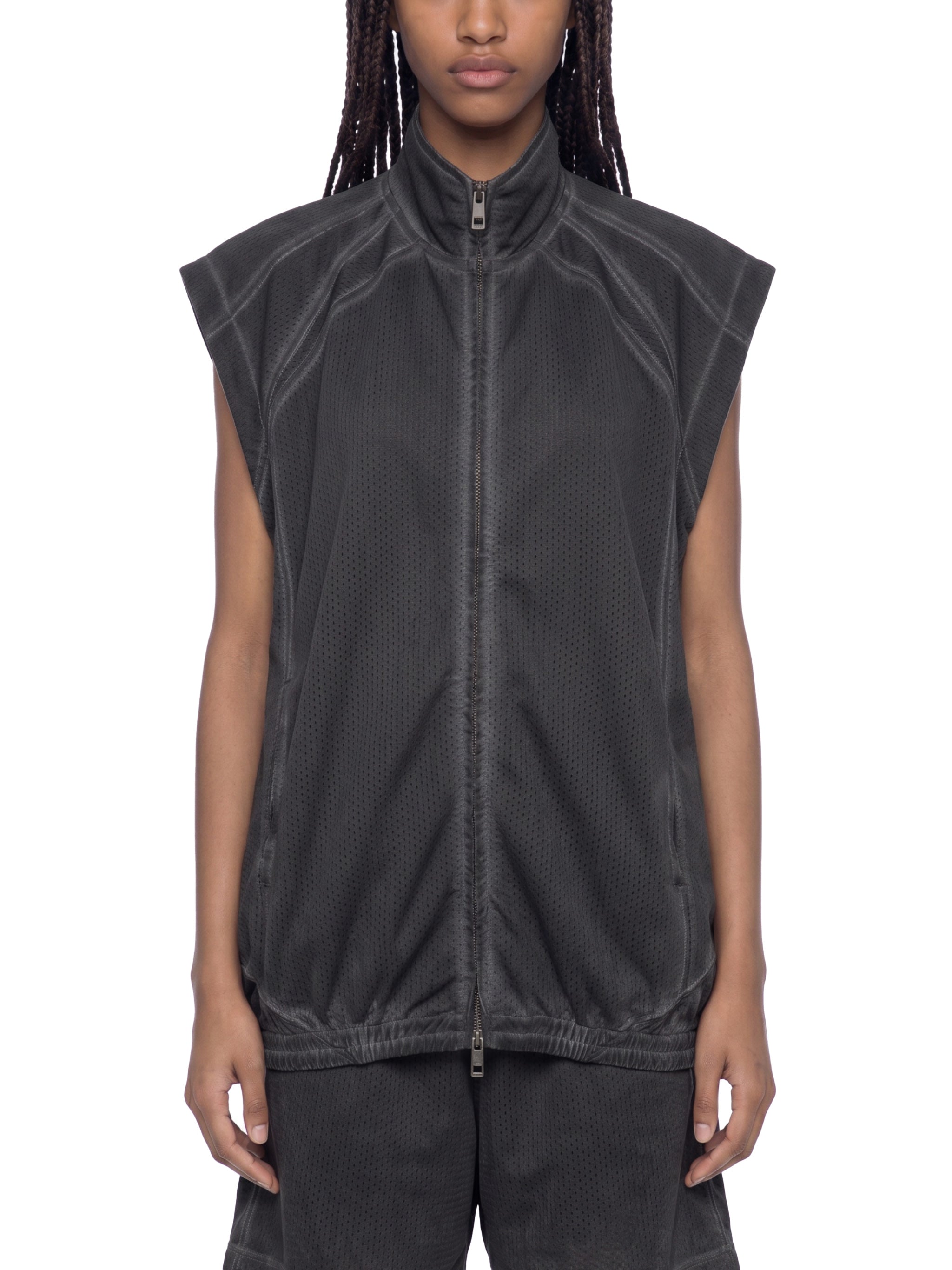 Vintage Wash Mesh Full-Zip Vest