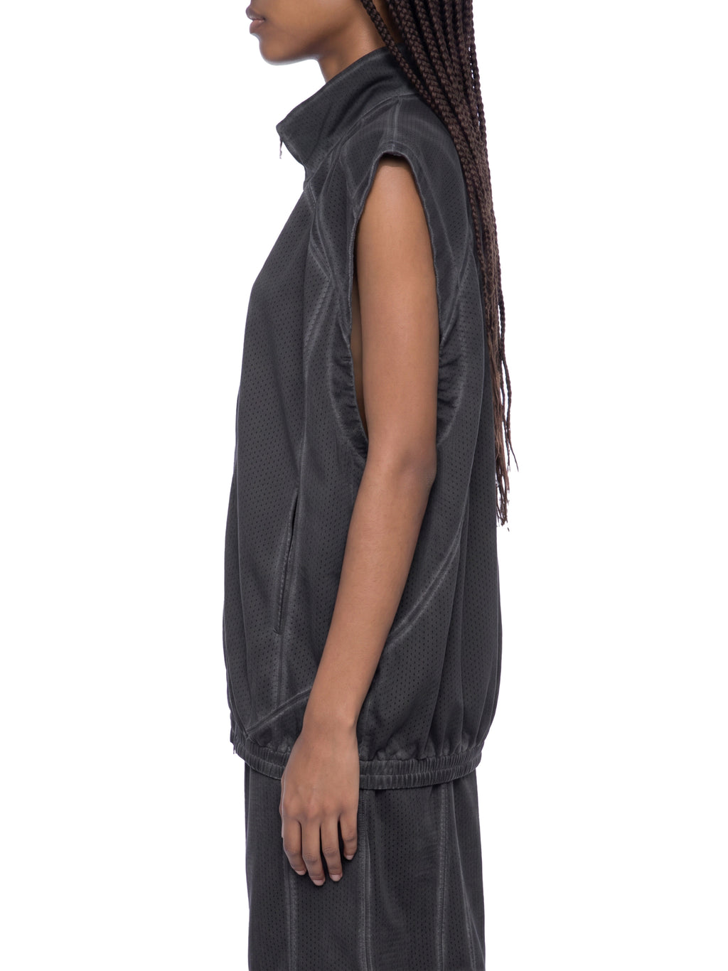 Vintage Wash Mesh Full-Zip Vest