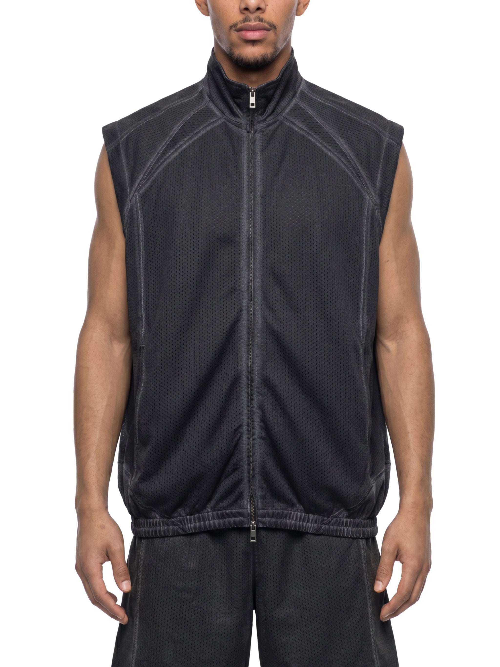 Vintage Wash Mesh Full-Zip Vest