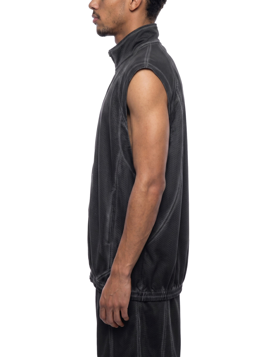 Vintage Wash Mesh Full-Zip Vest